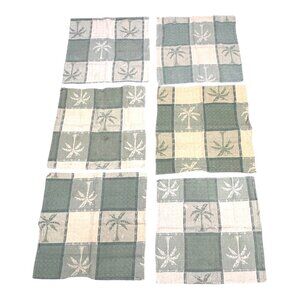 Set 6 Palm Tree Pattern Cotton Placemats Fabric Napkins Coastal Beach House READ